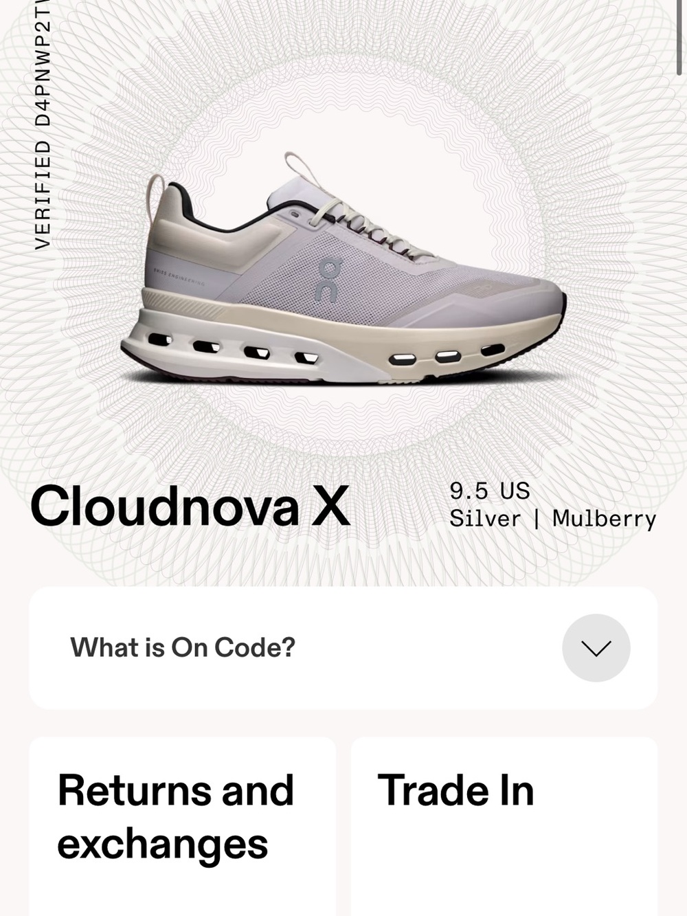 On Running Cloudnova X women’s Sneaker - Silver & Mulberry size 9.5